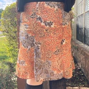 Orange & Blue Print Hippie Flowy Maxi Skirt